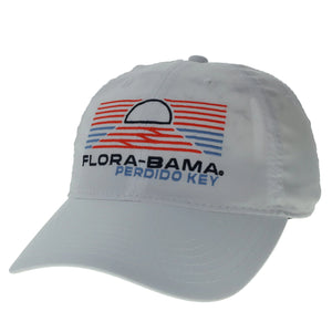 gray cap with black flora bama text and red and blue lines