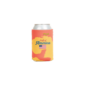koozie with 'Gulf of America' design on a orange background