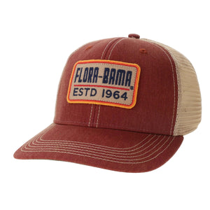 Red and beige cap with 'Flora-Bama' logo on a white background