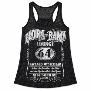Black tank top with flora bama logo 1964