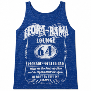 blue tank top with florabama logo 1964