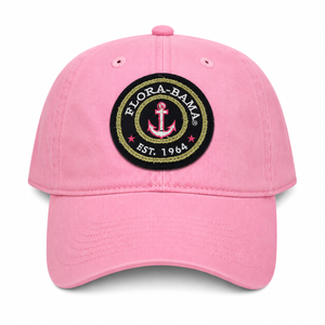 PInk cap with circle patch and anchor with flora bama