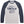 A long sleeve baseball t-shirt with dark blue sleeves and a cream color torso. The shirt has text 'FLORA-BAMA' printed on it.