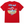 Red shirt beach scene with a chair and flag.