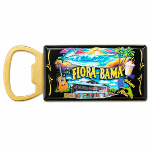 FloraBamaBeachSceneBlackGoldBottleopner
