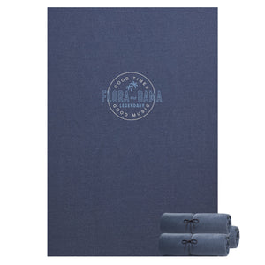 Navy blue blanket with 'Flora Bama' logo on a white background