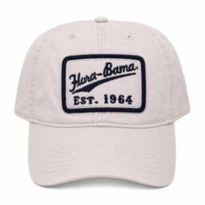 Light gray cap with flora bama script on front