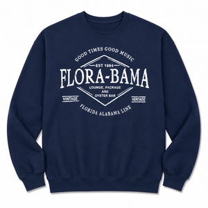 navy sweatshirt with diamond flora bama text 