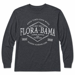gray long sleeve diamond flora bama text on front of shirt
