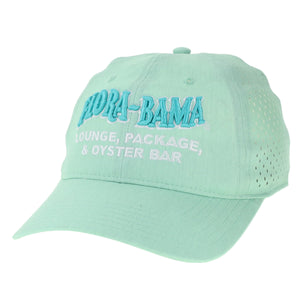 tea baseball cap with teal flora bama embroidered logo on front with white text below