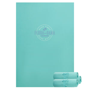 Turquoise blanket rolled-up mats on a white background, featuring the Flora-Bama logo.
