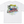 White t-shirt with a colorful graphic design on the back featuring text and a map.