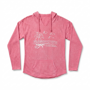 pink hoodie with beach sketch design