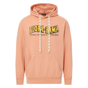 orange hoodie with yellow flora bama logo across the front