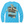 Blue long-sleeve shirt with a graphic design featuring a dog and text 
