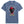 Blue t-shirt with a graphic of a black dog wearing a red cap and bandana, with text around it and flora-bama across the bottom