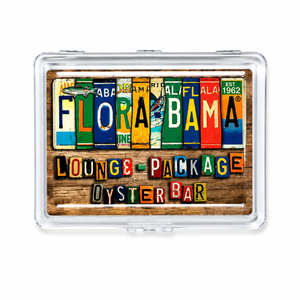 deck of cards with flora bama spelled out in license plates