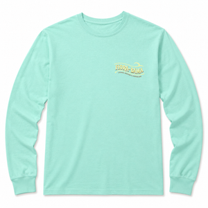 Mint green long-sleeve shirt with a logo 