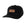 black cap with leather patch on the front with black marling and florabama