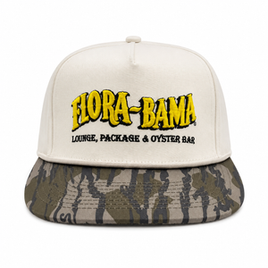 Cap with 'Flora-Bama' logo and camouflage brim 