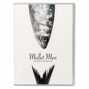 DVD case with a fish image and 'Mullet Men' text on a white background