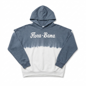 Hoodie with 'Flora-Bama' text on a white background