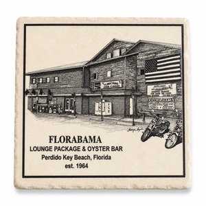 limestone coaster with new sketch of new flora bama building