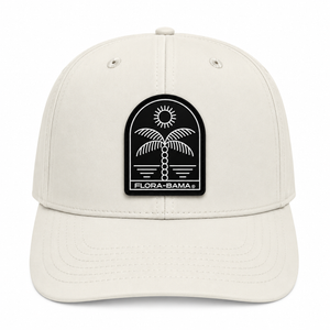white hat with palm tree patch on black