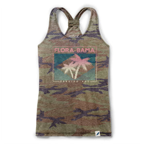 camo and pink tank with palm tree