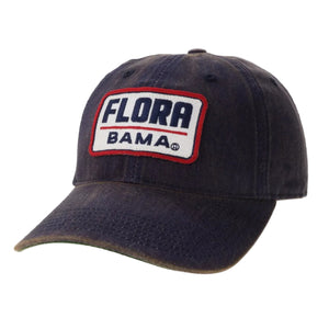 Navy blue cap with 'Flora Bama' text on a white patch