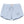 Light blue sweat shorts with a drawstring waist, featuring 'FLOHA DANA.' text printed on the left leg and a small red logo on the right hip.
