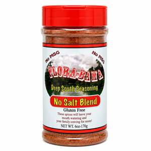 Jar of Flora-Bama Deep South Seasoning No Salt Blend on a white background