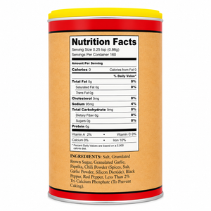 nutirtionlabel for orginal blend seasoning