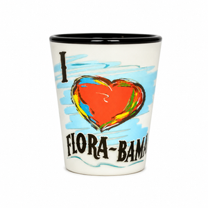 Shot glass with 'I ❤️ Flora-Bama' design 