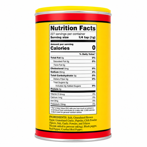 Yellow container with nutrition facts label on a white background
