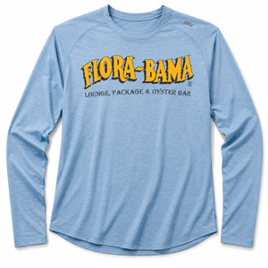 Blue long-sleeve shirt with 'Flora-Bama' 