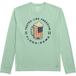 teal long sleeve with american beer mug
