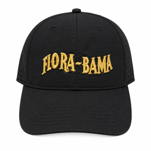Black cap with 'Flora-Bama' text in gold 