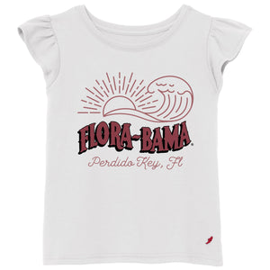 white shirt with ruffle sleeves and wave design
