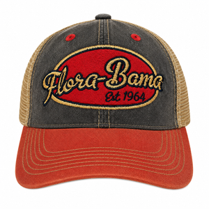 red and denim youth oval logo hat
