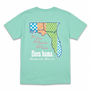 Light blue t-shirt with Florida map design and text on a white background