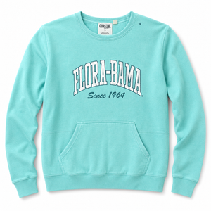 Light blue sweatshirt with 'Flora-Bama Since 1964' text on a white background