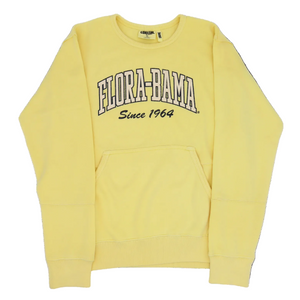 yellow sweatshirt with 'Flora-Bama Since 1964' text in white