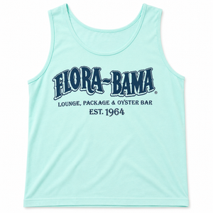 Light blue tank top with 'Flora-Bama' logo and text on a white background