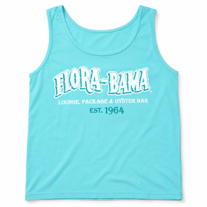 Light blue tank top with 'Flora-Bama' branding on a white background