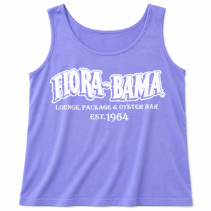 Purple tank top with white text on a white background
